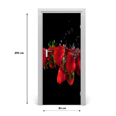 Self-adhesive door sticker Strawberries in water