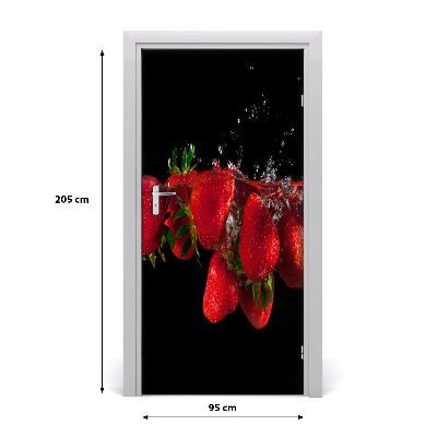 Self-adhesive door sticker Strawberries in water