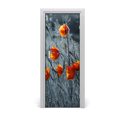 Door adhesive Field poppies