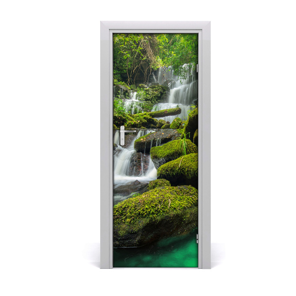 Self-adhesive door sticker Waterfall in the jungle