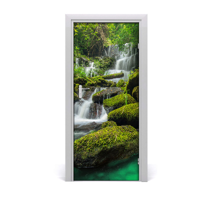 Self-adhesive door sticker Waterfall in the jungle