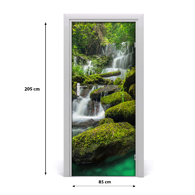 Self-adhesive door sticker Waterfall in the jungle