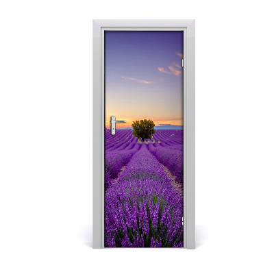 Self-adhesive door sticker Lavender field