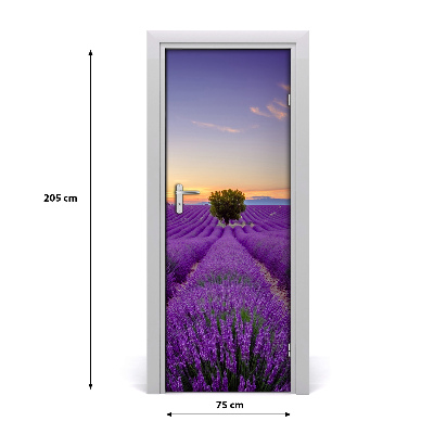 Self-adhesive door sticker Lavender field