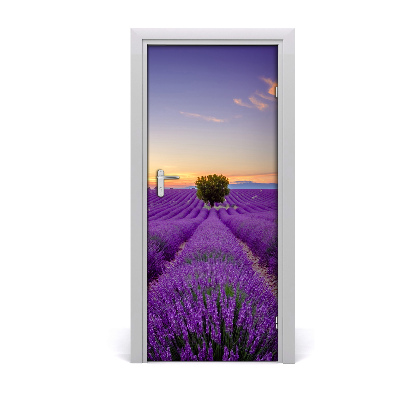 Self-adhesive door sticker Lavender field