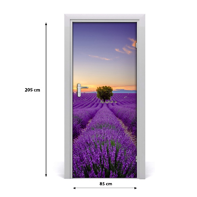 Self-adhesive door sticker Lavender field