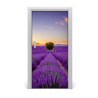 Self-adhesive door sticker Lavender field