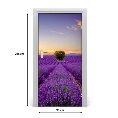 Self-adhesive door sticker Lavender field