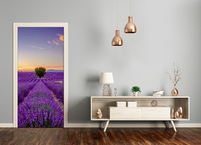 Self-adhesive door sticker Lavender field