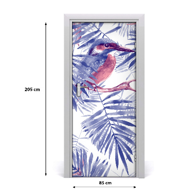 Self-adhesive door veneer Leaves of palm and bird