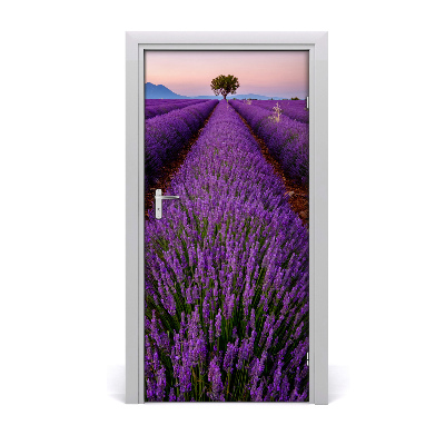 Self-adhesive door sticker Lavender field