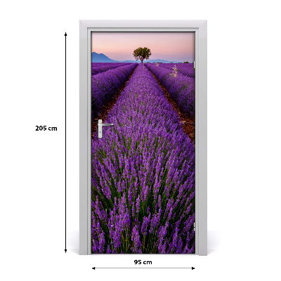 Self-adhesive door sticker Lavender field