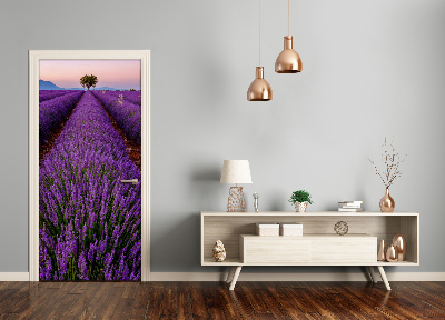 Self-adhesive door sticker Lavender field