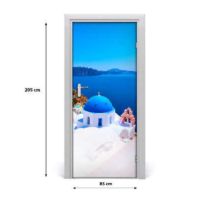 Self-adhesive door wallpaper Santorini greece