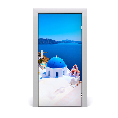 Self-adhesive door wallpaper Santorini greece