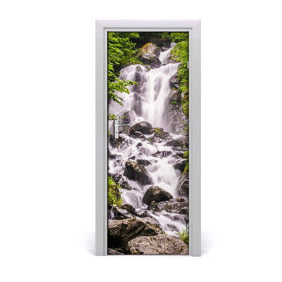 Self-adhesive door wallpaper Waterfall in the forest