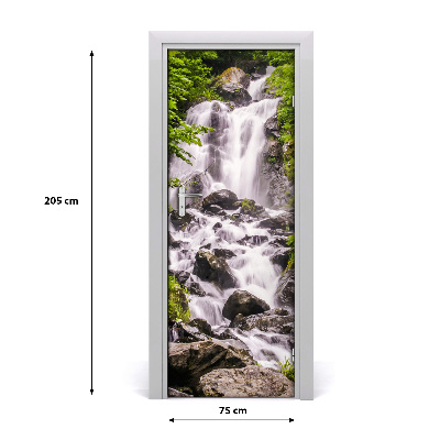 Self-adhesive door wallpaper Waterfall in the forest