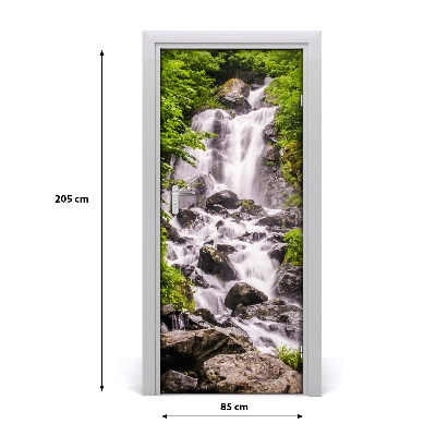 Self-adhesive door wallpaper Waterfall in the forest