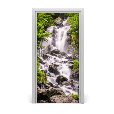 Self-adhesive door wallpaper Waterfall in the forest