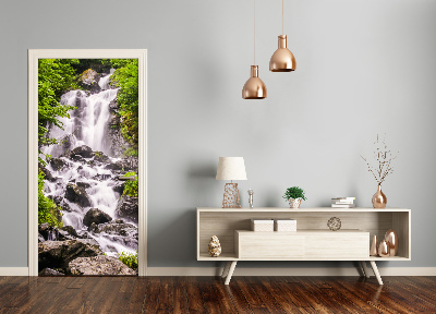 Self-adhesive door wallpaper Waterfall in the forest