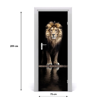 Self-adhesive door sticker Wall portrait of a lion