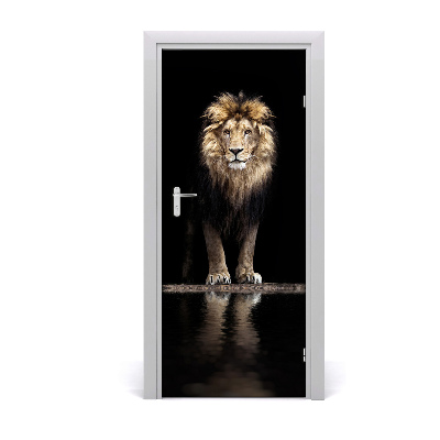 Self-adhesive door sticker Wall portrait of a lion