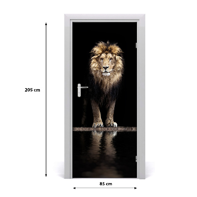 Self-adhesive door sticker Wall portrait of a lion