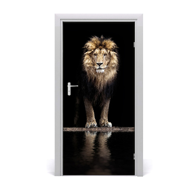 Self-adhesive door sticker Wall portrait of a lion