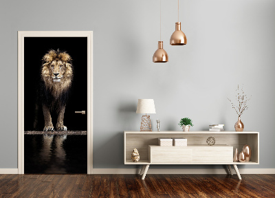 Self-adhesive door sticker Wall portrait of a lion