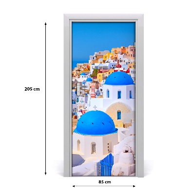 Self-adhesive door wallpaper Santorini city