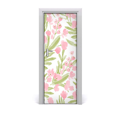 Self-adhesive door wallpaper Pink flowers