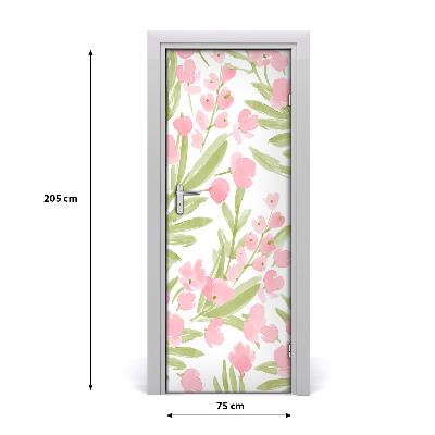 Self-adhesive door wallpaper Pink flowers