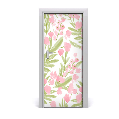 Self-adhesive door wallpaper Pink flowers