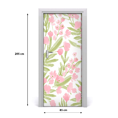 Self-adhesive door wallpaper Pink flowers