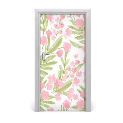 Self-adhesive door wallpaper Pink flowers