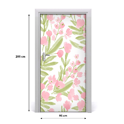 Self-adhesive door wallpaper Pink flowers