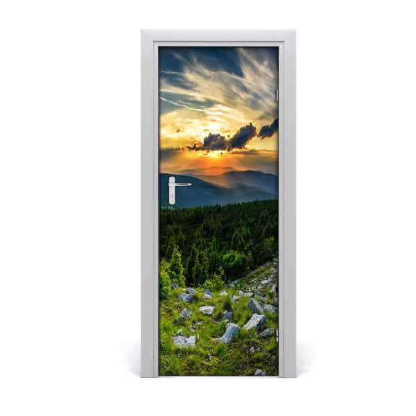 Self-adhesive door sticker Panorama of mountains