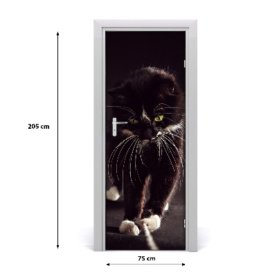 Self-adhesive door sticker Wall black cat