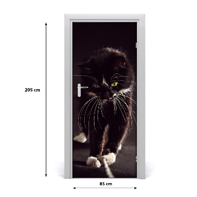 Self-adhesive door sticker Wall black cat