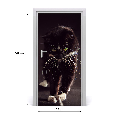 Self-adhesive door sticker Wall black cat