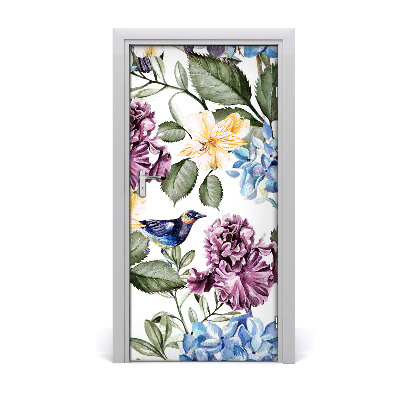 Self-adhesive door veneer Flowers and birds