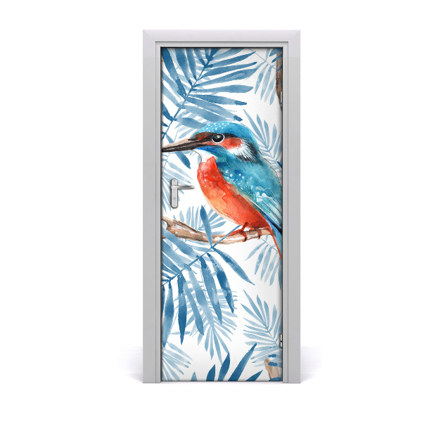 Self-adhesive door sticker Birds and leaves