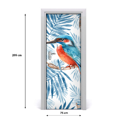 Self-adhesive door sticker Birds and leaves