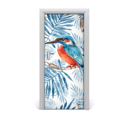 Self-adhesive door sticker Birds and leaves