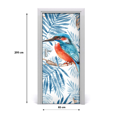 Self-adhesive door sticker Birds and leaves