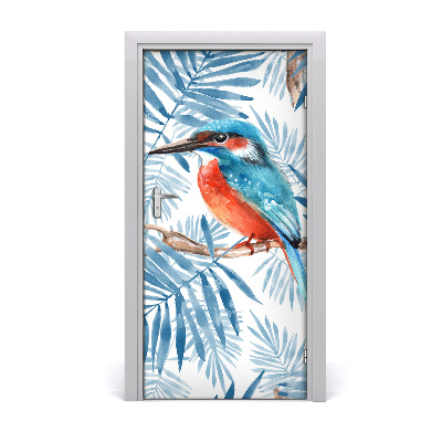 Self-adhesive door sticker Birds and leaves