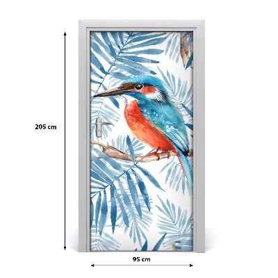 Self-adhesive door sticker Birds and leaves