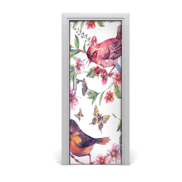 Self-adhesive door sticker Butterflies flowers