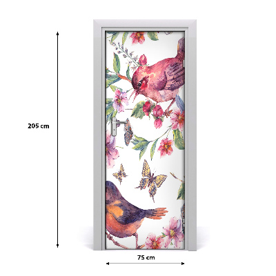 Self-adhesive door sticker Butterflies flowers