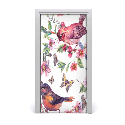 Self-adhesive door sticker Butterflies flowers